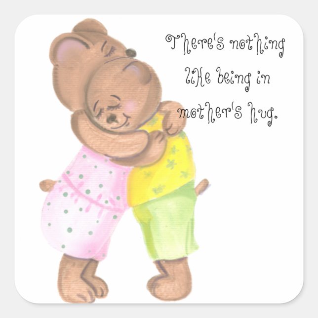 Pegatina Cuadrada Madre Oso y su amor en el salón (Anverso)