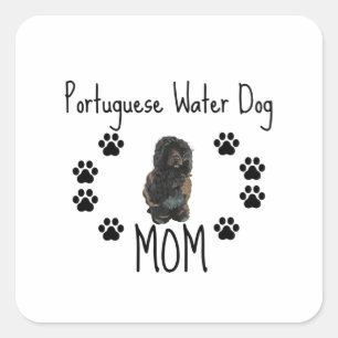 Pegatina Cuadrada Madre portuguesa del perro de agua