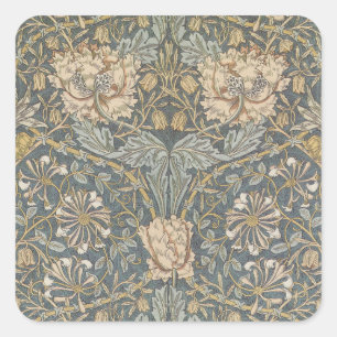 Pegatina Cuadrada Madreselva de William Morris, Arte de Flores Vinta