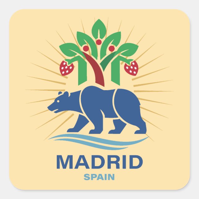 Pegatina Cuadrada Madrid España Europa (Anverso)