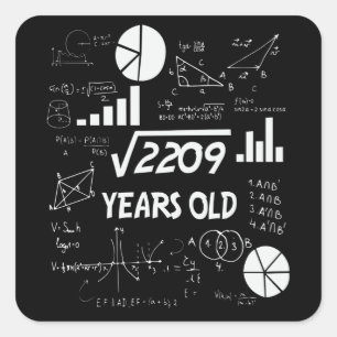 Pegatina Cuadrada Maestra de matemáticas de cumpleaños de 47 años re