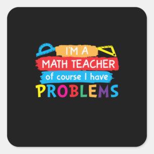 Pegatina Cuadrada Maestra De Matemáticas Soy Maestra De Matemática
