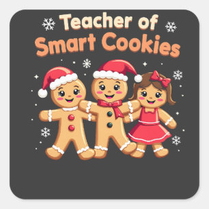 Pegatina Cuadrada Maestra de Navidades de las cookies inteligentes