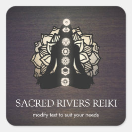 Pegatina Cuadrada Maestría en Reiki y profesora de yoga Gold Lotus C