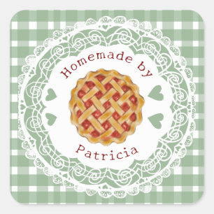 Pegatina Cuadrada Maestro pastelero de tarta de cereza