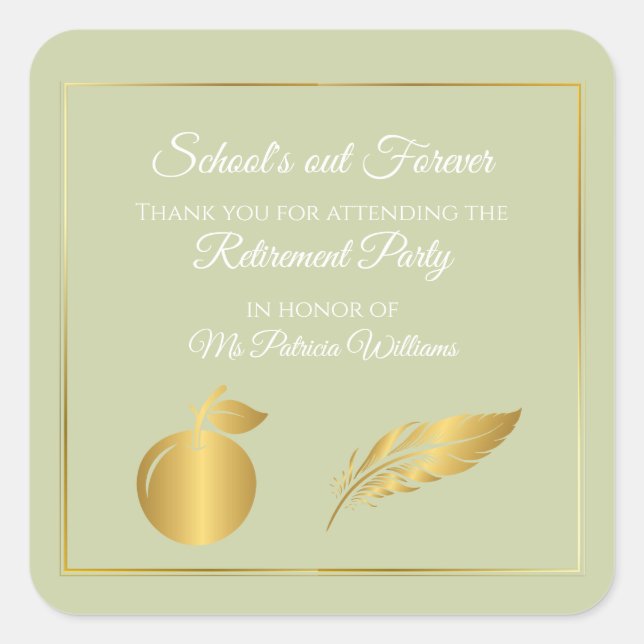 Pegatina Cuadrada Maestros elegantes Fiesta de Jubilación Pastel de  (Anverso)