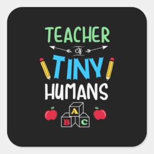 Pegatina Cuadrada Maestros entregan a profesores, humanos pequeños