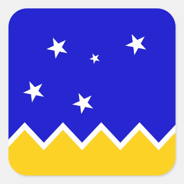 Pegatina Cuadrada Magallanes Patagonia/Bandera Patagónica. Chile (Anverso)