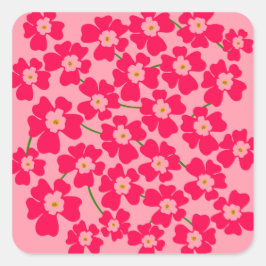 Pegatina Cuadrada Magenta potencia de las flores rosadas
