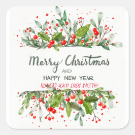 Pegatina Cuadrada magia de los árboles de Navidad