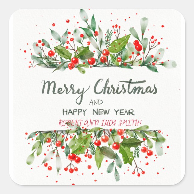 Pegatina Cuadrada magia de los árboles de Navidad (Anverso)