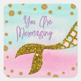 Pegatina Cuadrada Magia de Mermaid