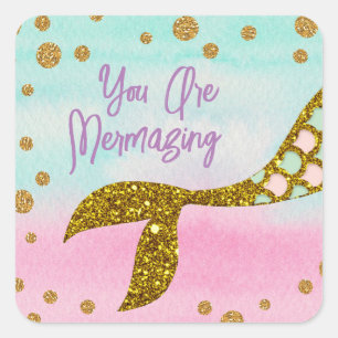 Pegatina Cuadrada Magia de Mermaid