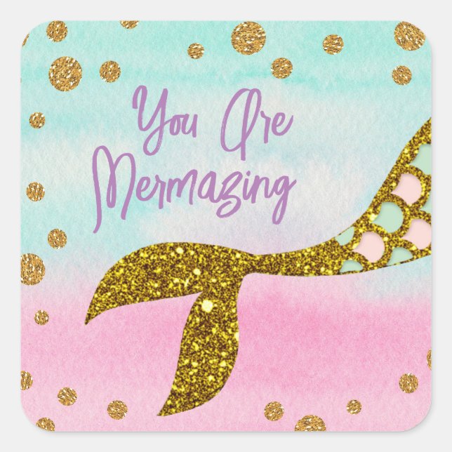 Pegatina Cuadrada Magia de Mermaid (Anverso)