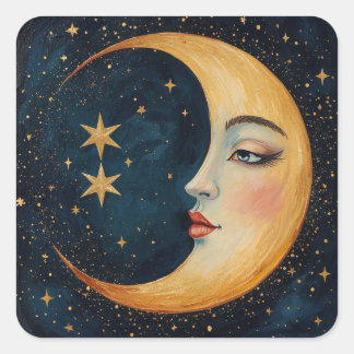 Pegatina Cuadrada Magia Mística de la Luna — Celestial Encantadora