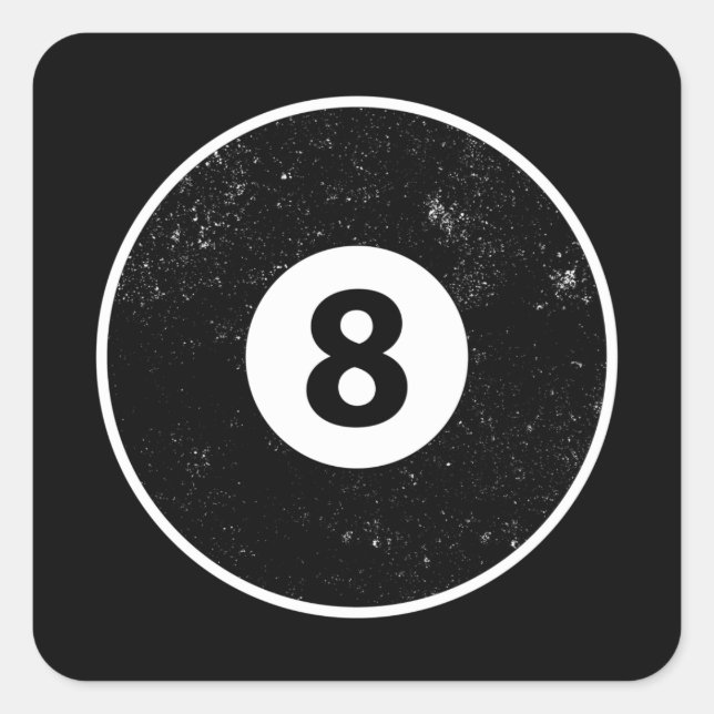 Pegatina Cuadrada Magic Eight Ball Billiard Pool (Anverso)
