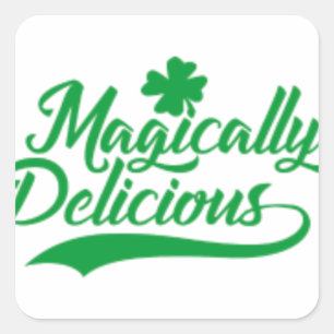 Pegatina Cuadrada Magicamente Delicioso Día de San Patricio