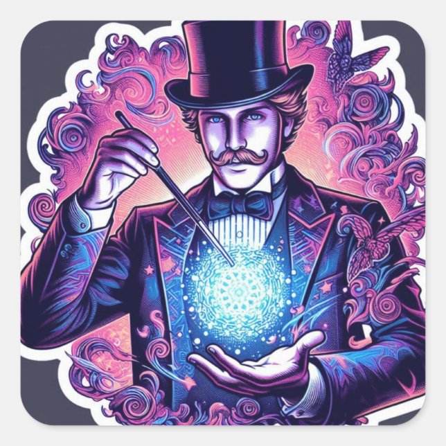Pegatina Cuadrada Magician-22 (Anverso)