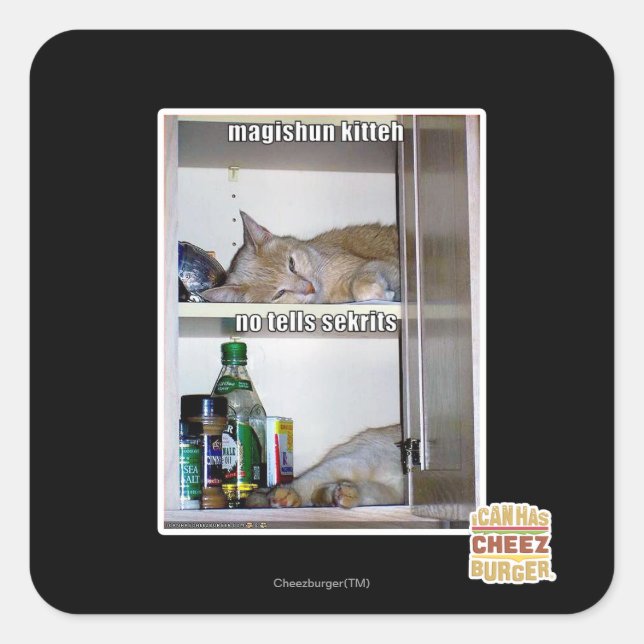 Pegatina Cuadrada Magishun Kitteh (Anverso)