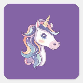 Pegatina Cuadrada Magnífica Cuta Sparkly Pastel Unicorn