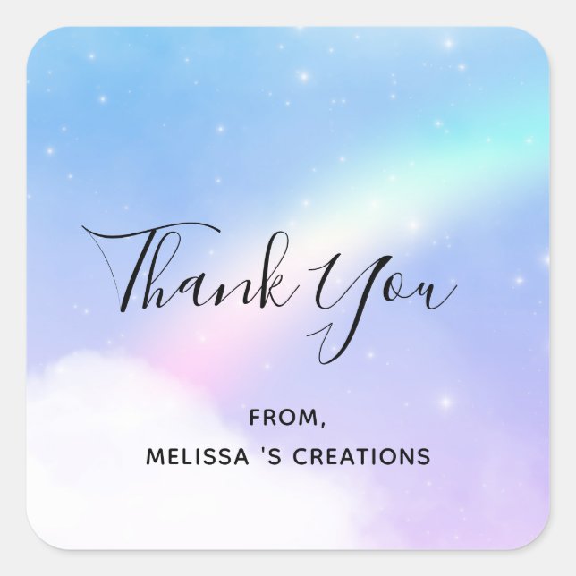 Pegatina Cuadrada Magníficas nubes pastel y un negocio arcoiris (Anverso)