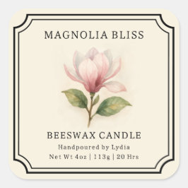 Pegatina Cuadrada Magnolia Bliss Beeswax Candle Business