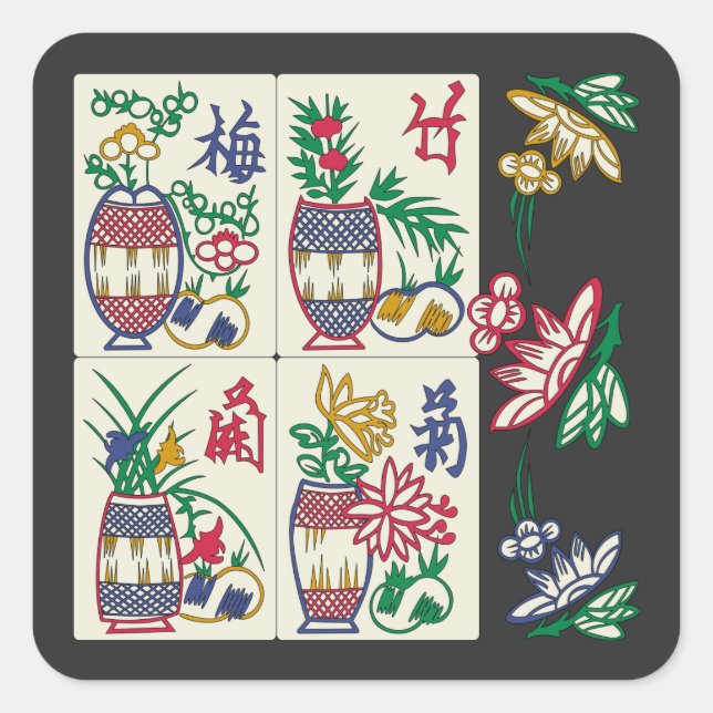 Pegatina Cuadrada Mah Jongg Beauty (Anverso)