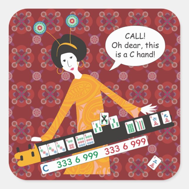 Pegatina Cuadrada Mah Jongg C Hand Stickers (Anverso)