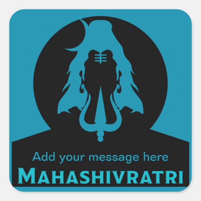 Pegatina Cuadrada Maha Shivratri - Feliz Maha Shivratri (Anverso)