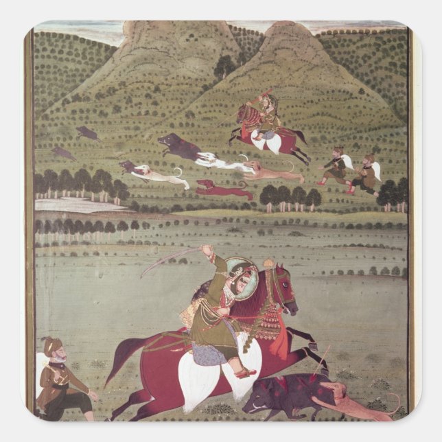 Pegatina Cuadrada Maharana Jawan Singh (Anverso)