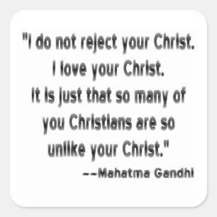 Pegatina Cuadrada Mahatma Gandhi sobre los cristianos