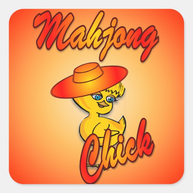 Pegatina Cuadrada Mahjong Chick #5 (Anverso)