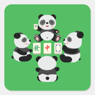 Pegatina Cuadrada Mahjong Panda