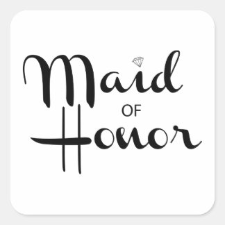 Pegatina Cuadrada Maid of Honor Retro Script