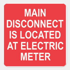Pegatina Cuadrada Main Disconnect Located at Electric Meter, Sticker