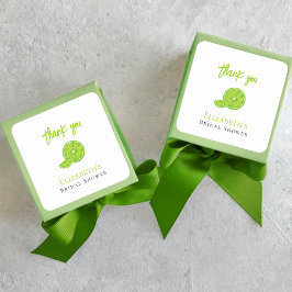 Pegatina Cuadrada Main Squeeze Green Lime Bridal Shower Favor Thanks