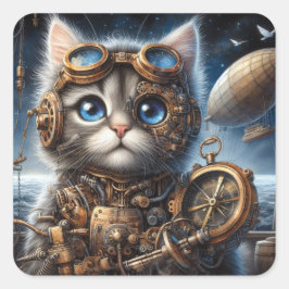 Pegatina Cuadrada Maine Coon Explorer