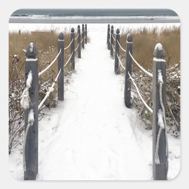 Pegatina Cuadrada maine de playa de huerta antigua (Anverso)