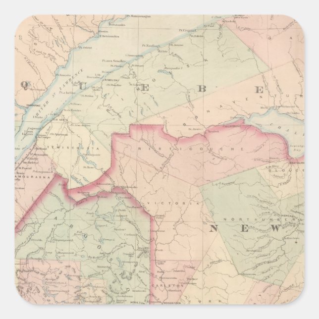 Pegatina Cuadrada Maine, Nueva Brunswick (Anverso)