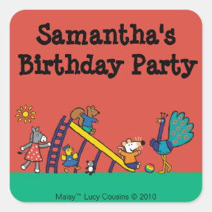 Pegatina Cuadrada Maisy en el patio con los amigos