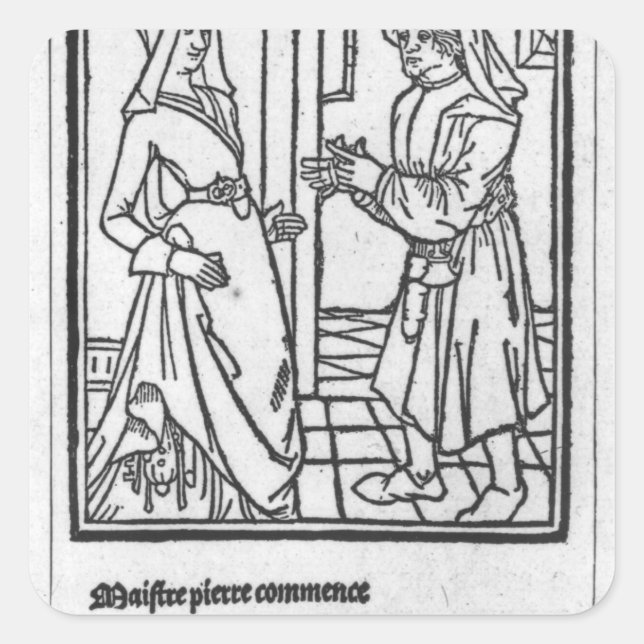Pegatina Cuadrada Maitre Pathelin y Guillemette (Anverso)