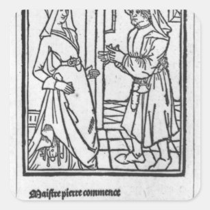 Pegatina Cuadrada Maitre Pathelin y Guillemette