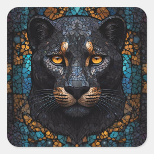 Pegatina Cuadrada Majestad Mosaica: La pantera negra