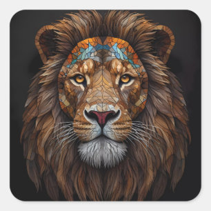 Pegatina Cuadrada Majestic Mosaic Lion Head