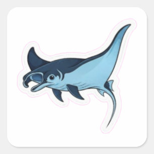 Pegatina Cuadrada Majestuosa Manta Raya Nusa Penida Océano Bali