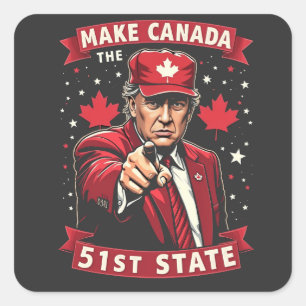 Pegatina Cuadrada Make America 51st State Canadian American
