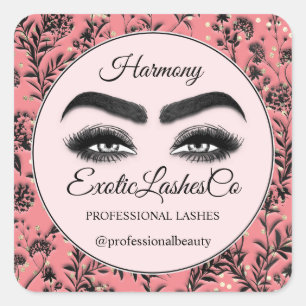 Pegatina Cuadrada Makeup Eyelash Cleaner Rosa Floral Rubor