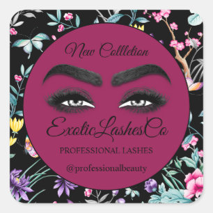 Pegatina Cuadrada Makeup Eyelash Empaquetado Limpiador Floral Gracia