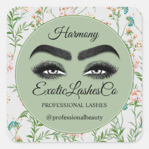 Pegatina Cuadrada Makeup Eyelash Empaquetador Limpiador Floral MInt 