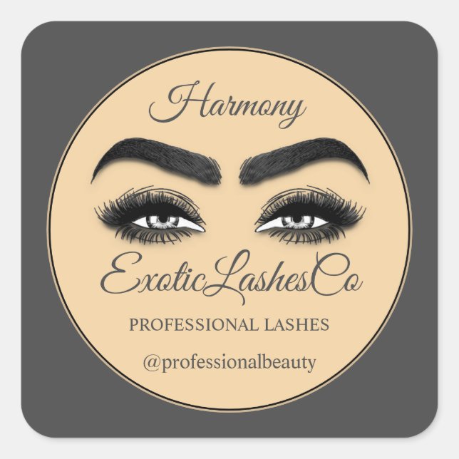 Pegatina Cuadrada Makeup Eyelash SPA Cleaner Gracias Embalaje (Anverso)